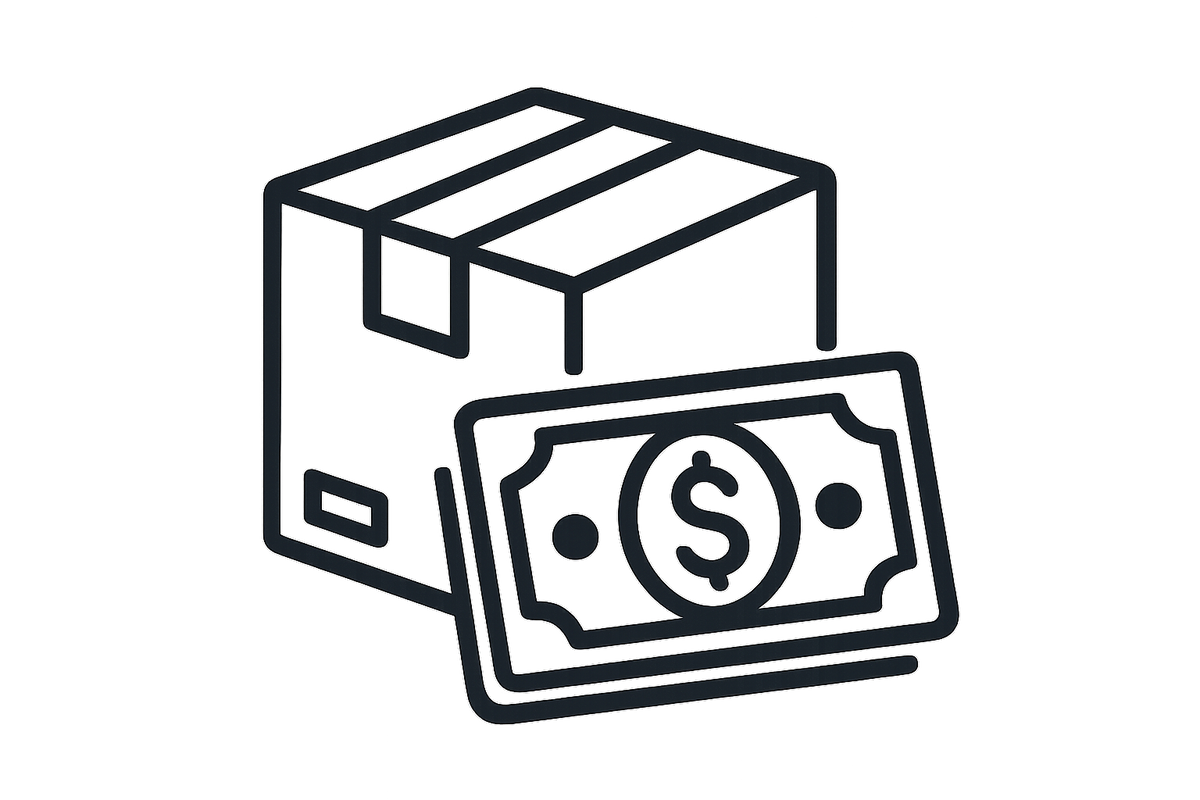 I want a cash on delivery icon, like a box and cash in front of it